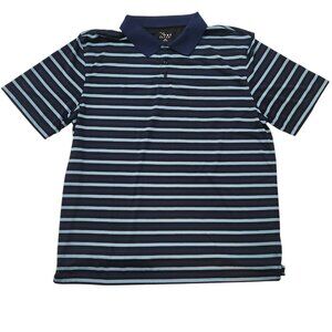 XPBX Pro Polo Shirt Blue Black Striped Short‎ Sleeve Golf Shirt XXL 2XL EUC